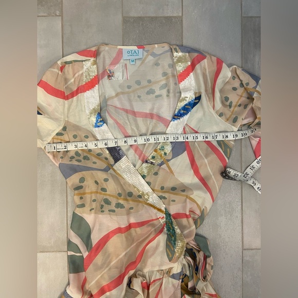 Taj by Sabrina Sequin Wrap Dress Size Medium - Picture 7 of 7